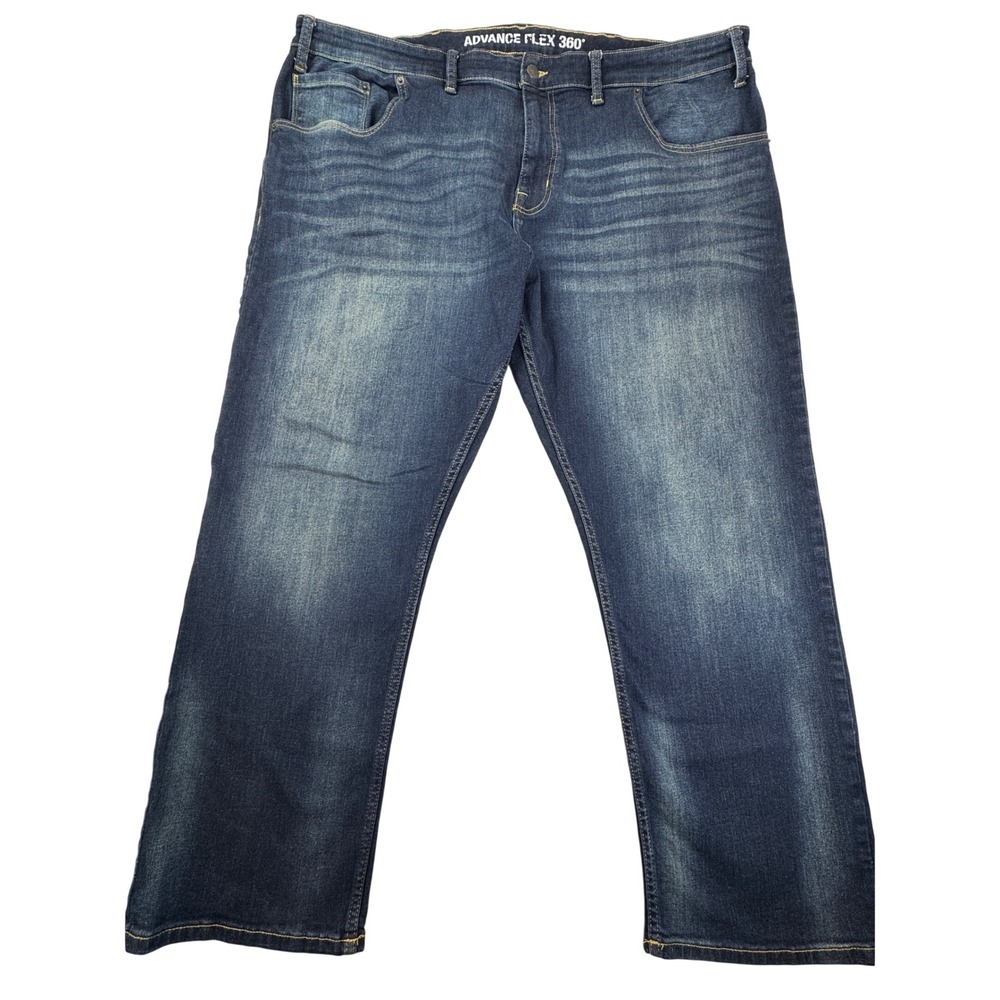George Mens Advance Flex 360 Straight Leg Jeans Dark Wash Blue 46x30 Big & Tall